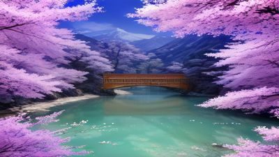 日本青春校园爱情电影场景，樱花飘落的操场上一对年轻人面对面，画面粉蓝色调，清新唯美，是岛国爱情片中的纯爱类型代表